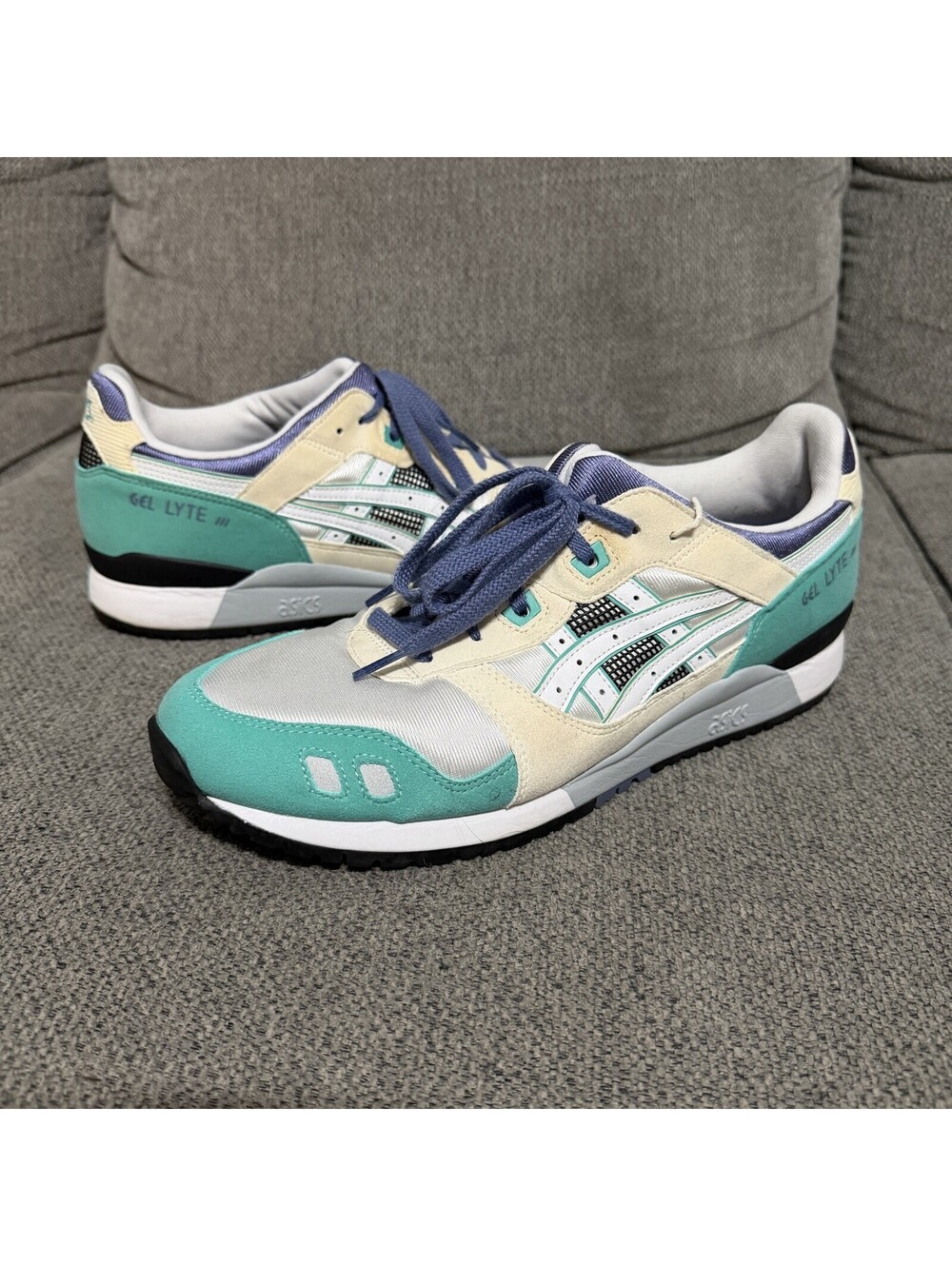 ASICS Gel Lyte III Shoes Mens Size 11 Teal Cream Running Sneakers Low Top